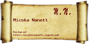 Micska Nanett névjegykártya